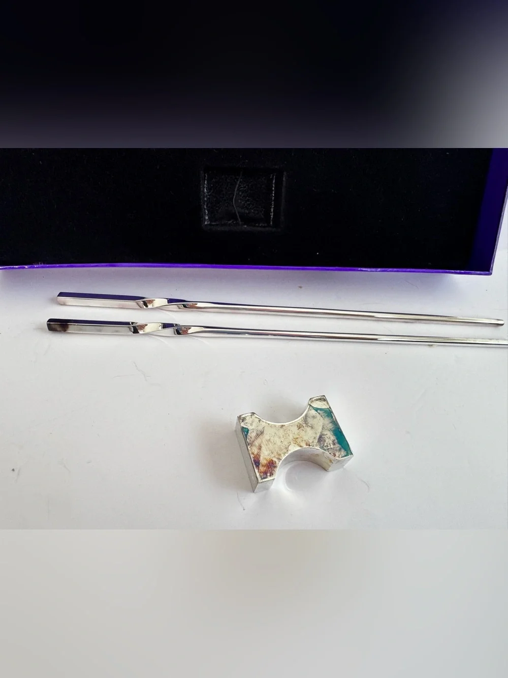 Shanghai Tang Silver Plated Chopsticks & Rest Set in Original Presentation Box